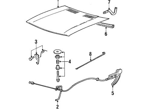 1985 Audi Coupe Hood & Components Diagram