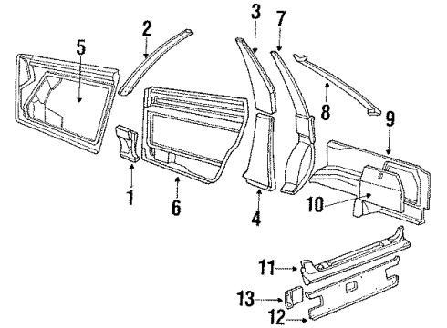 1989 Audi 100 Interior Trim Diagram