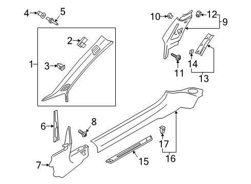 2018 Audi A5 Quattro Interior Trim - Pillars Diagram 2