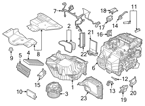 2025 Audi Q4 e-tron A/C Evaporator & Heater Components Diagram 2