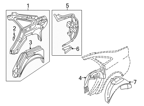 1998 Audi A6 Inner Structure - Quarter Panel Diagram