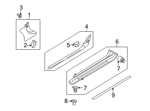 2002 Audi TT Interior Trim - Pillars Diagram