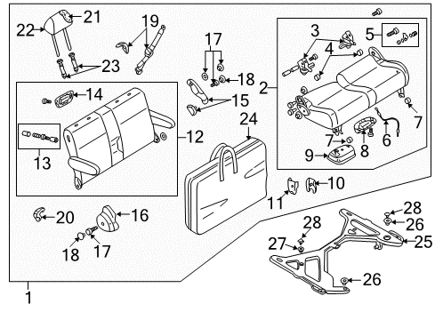 2003 Audi S6 Rear Seat Components Diagram