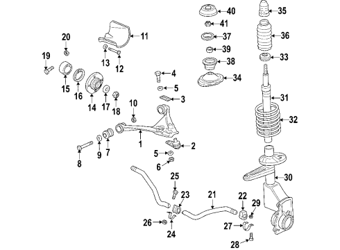 1985 Audi Quattro Front Suspension Components Diagram