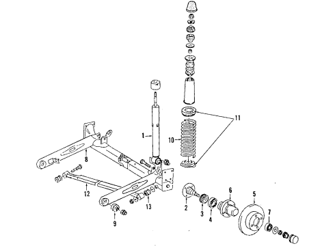1988 Audi 90 Rear Suspension Components Diagram