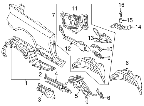 2024 Audi S5 Inner Structure - Quarter Panel Diagram