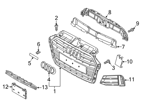 2018 Audi A3 Grille & Components Diagram