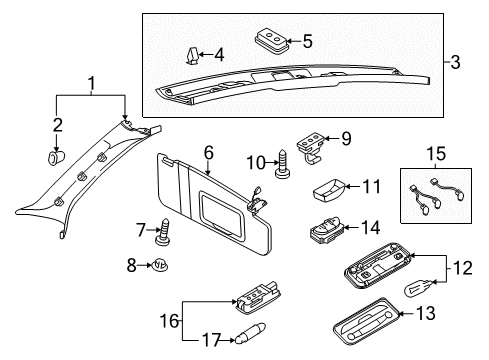 2014 Audi RS5 Interior Trim - Roof Diagram
