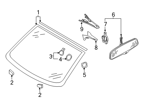 2012 Audi Q7 Glass - Windshield Diagram