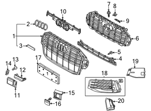 2021 Audi Q7 Grille & Components Diagram
