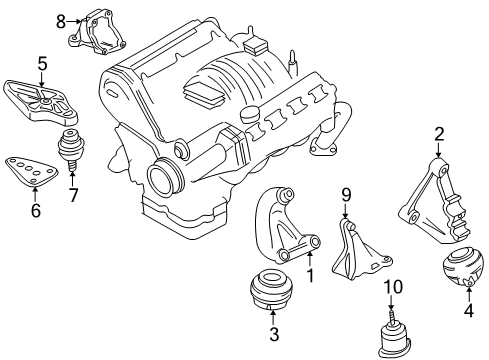 1998 Audi A8 Engine & Trans Mounting Diagram