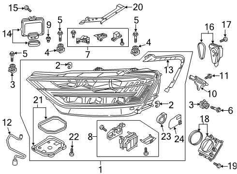 2020 Audi A8 Quattro Headlamp Components Diagram
