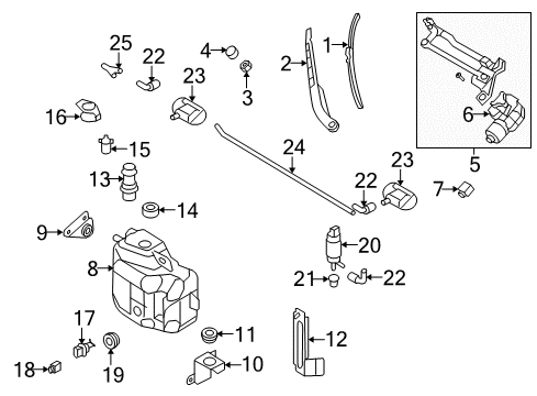 2011 Audi R8 Wiper & Washer Components Diagram