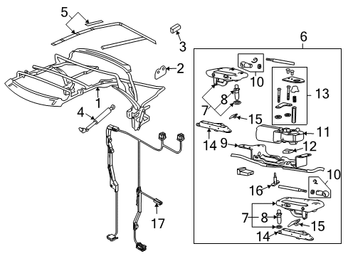 2006 Audi A4 Frame & Components - Convertible Top Diagram