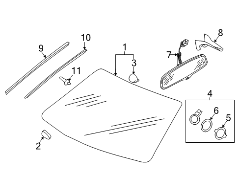 2013 Audi allroad Glass - Windshield Diagram