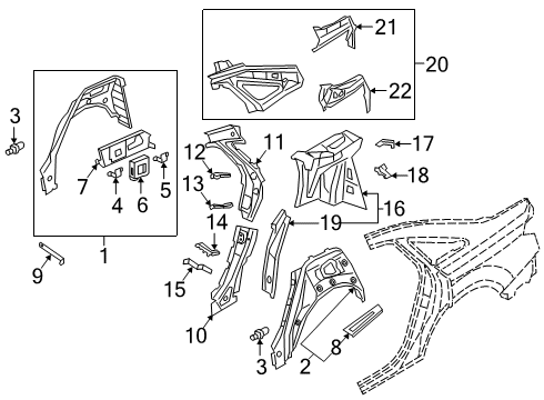 2024 Audi A8 Quattro Inner Structure - Quarter Panel Diagram