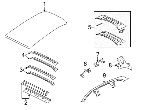 2007 Audi Q7 Roof & Components Diagram 2