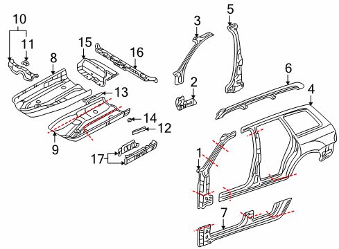 2000 Audi A4 Quattro Floor & Rails Diagram 2