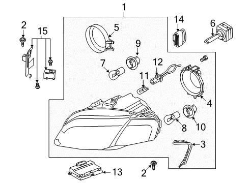 2008 Audi RS4 Headlamp Components Diagram 4