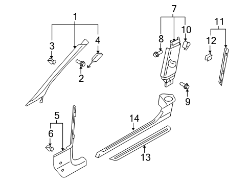 2013 Audi RS5 Interior Trim - Pillars Diagram 2