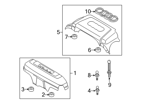 2007 Audi A4 Engine Appearance Cover Diagram