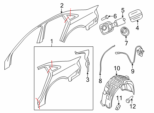 2009 Audi A4 Quarter Panel & Components Diagram