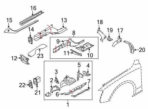 2014 Audi RS5 Reinforcement Plate Diagram for 8T0-809-110
