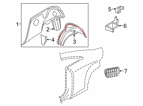 2011 Audi TT Quattro Inner Structure - Quarter Panel Diagram