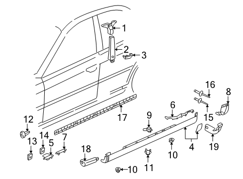 1998 Audi A4 Quattro Exterior Trim - Pillars Diagram 2