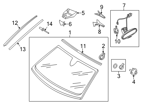 2017 Audi A6 Quattro Glass - Windshield Diagram