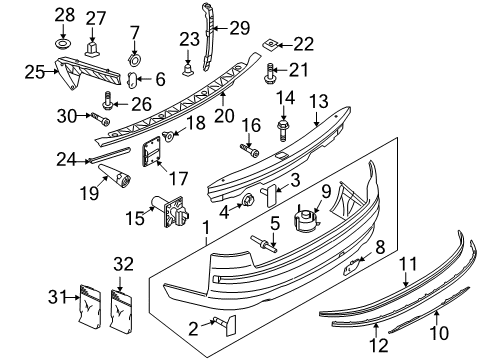 2005 Audi A8 Quattro Bumper & Components - Rear Diagram