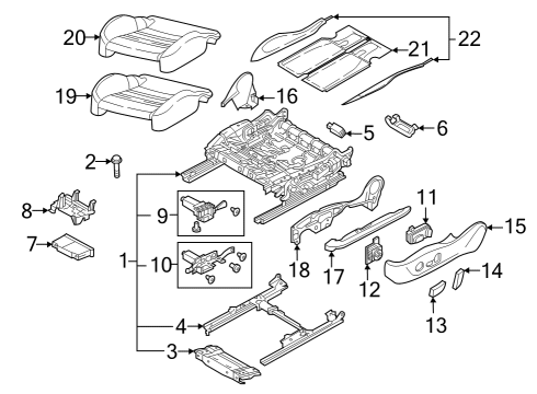 2020 Audi e-tron Sportback Front Seat Components Diagram