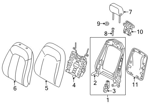 2020 Audi e-tron Sportback Front Seat Components Diagram 3