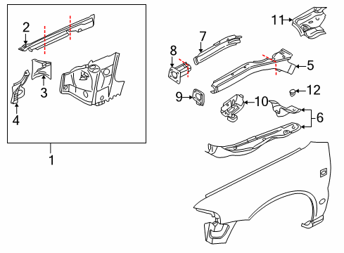 2000 Audi S4 Structural Components & Rails