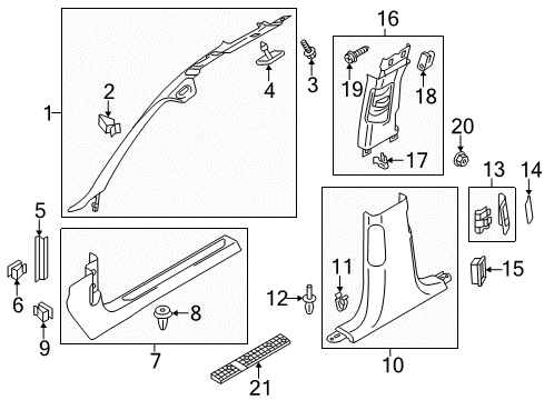 2015 Audi A8 Quattro Interior Trim - Pillars Diagram 2