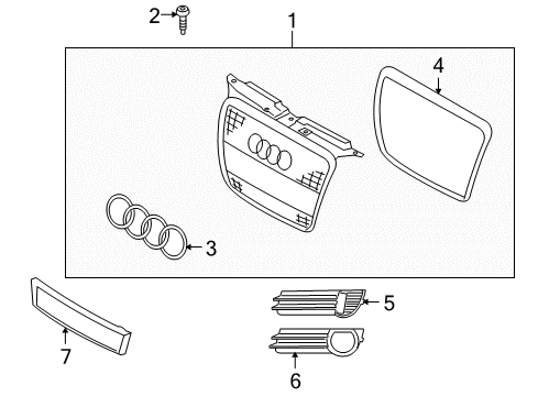 2007 Audi A3 Grille & Components Diagram