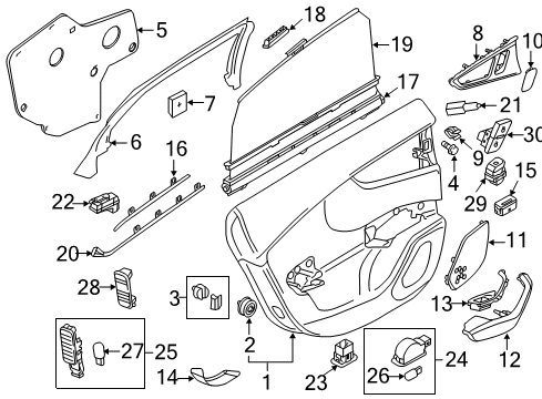 2014 Audi A6 Interior Trim - Rear Door Diagram