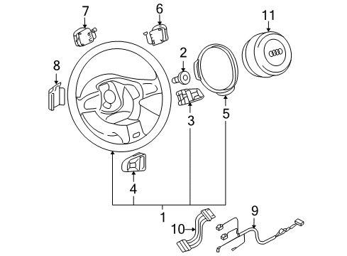 2005 Audi A8 Quattro Steering Wheel Diagram for 4F0-419-091-DK-1VB