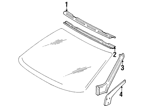 1996 Audi Cabriolet Windshield Header & Components