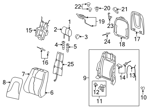 2015 Audi RS5 Seat Back Pad Diagram for 8T0-881-776-J