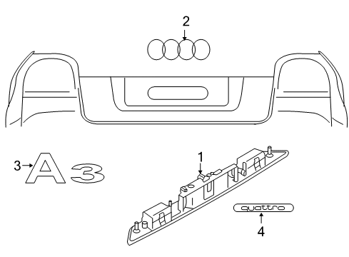 2011 Audi A3 Quattro Exterior Trim - Lift Gate Diagram