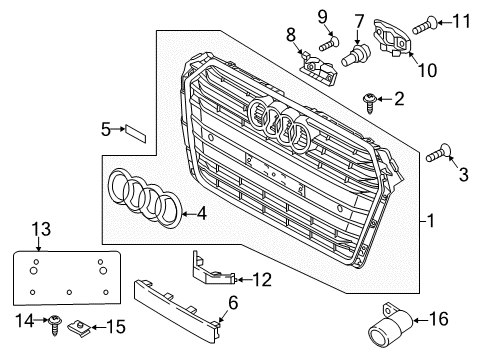 2018 Audi S4 Grille & Components Diagram