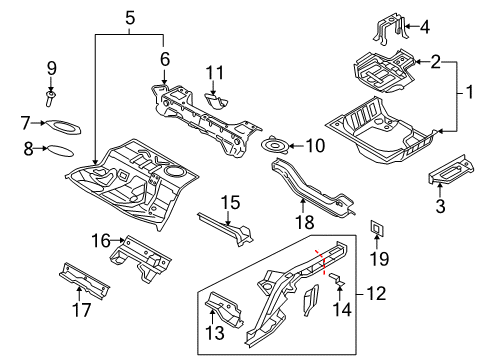 2010 Audi A5 Quattro Rear Floor & Rails Diagram 2