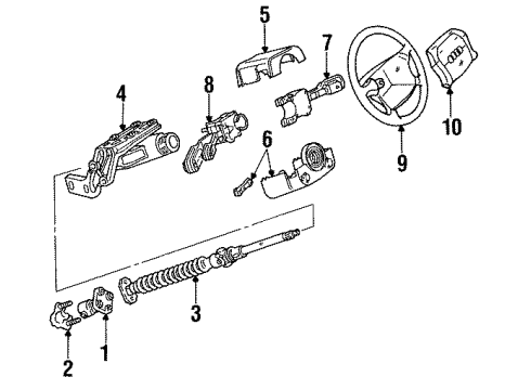 1991 Audi V8 Quattro Steering Column & Wheel Diagram