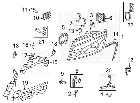 2012 Audi Q5 Headlamp Components Diagram 2