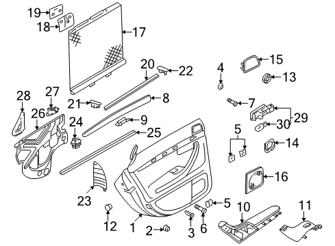 2004 Audi A4 Quattro Interior Trim - Rear Door Diagram