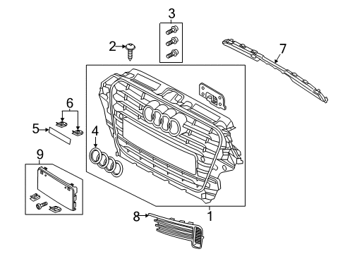 2016 Audi A3 Grille & Components Diagram