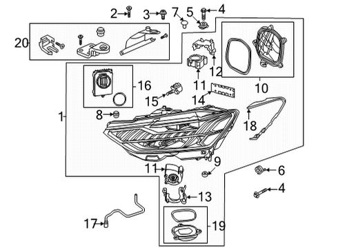 2022 Audi RS6 Avant Headlamp Components Diagram