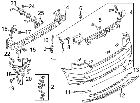 2016 Audi A3 Quattro Bumper & Components - Rear Diagram