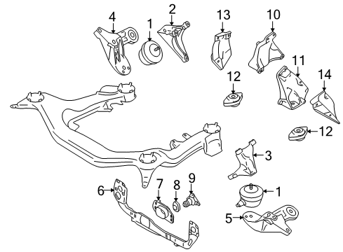 2008 Audi RS4 Engine & Trans Mounting Diagram